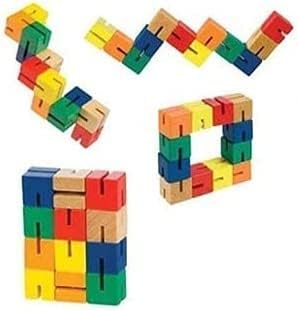 Fidget Stress Reliever Brain Teaser Dexterity Decompression 4 Pack Including a Genuine Tangle® Twister Toy Wooden Fidget Cubes and Snake Cube Puzzle and Polygonzo Geo Twister Shapeshifter
