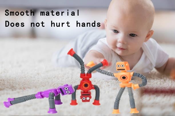 24PCS Telescopic Suction Cup Robot Toy,pop Tubes,Toys for Kids,Toddler Travel Toys,Toddler Sensory Toys,figette Toys,Fidget Toys for Kids,Treasure Box prizes,Small Toys for Kids prizes