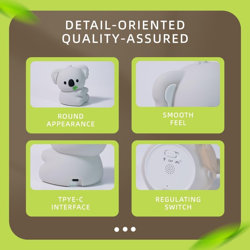 Night Light for Kids, 7 Color Changing BPA-Free Silicone Lamp with Touch Control, Eye Protection, Rechargeable Battery, Soft & Safe Nursery Lamp for Boys & Girls (Koala)