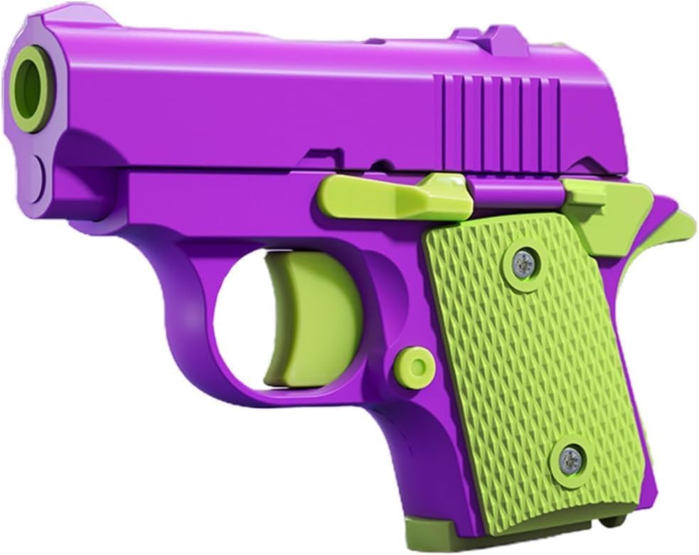 Fidget Toys Pistol, 3D Gravity Mini 1911 Fidget Pistol Toys,Fidget Sensory Toys,Stress Relief for Adults, Suitable for Relieving ADHD, Anxiety, Best Gift for Adults and Kids(Purple/Green)