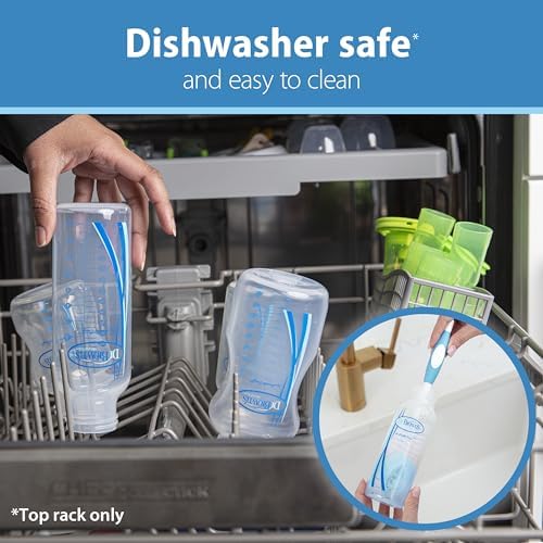 Dr. Brown's Natural Flow Anti-Colic Options+ Narrow Baby Bottle, 4 oz/120 mL, with Level 1 Slow Flow Nipple, 0m+, 4 Bottles