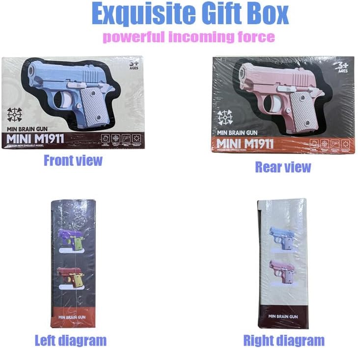 Easter Basket Stuffers,1911 3D Printed Small Pistol Toys, Stress Relief Pistol Toys for Adults, Suitable for Relieving ADHD, Anxiety,Easter Fillers Easter Gifts for Boys(Blue&White)