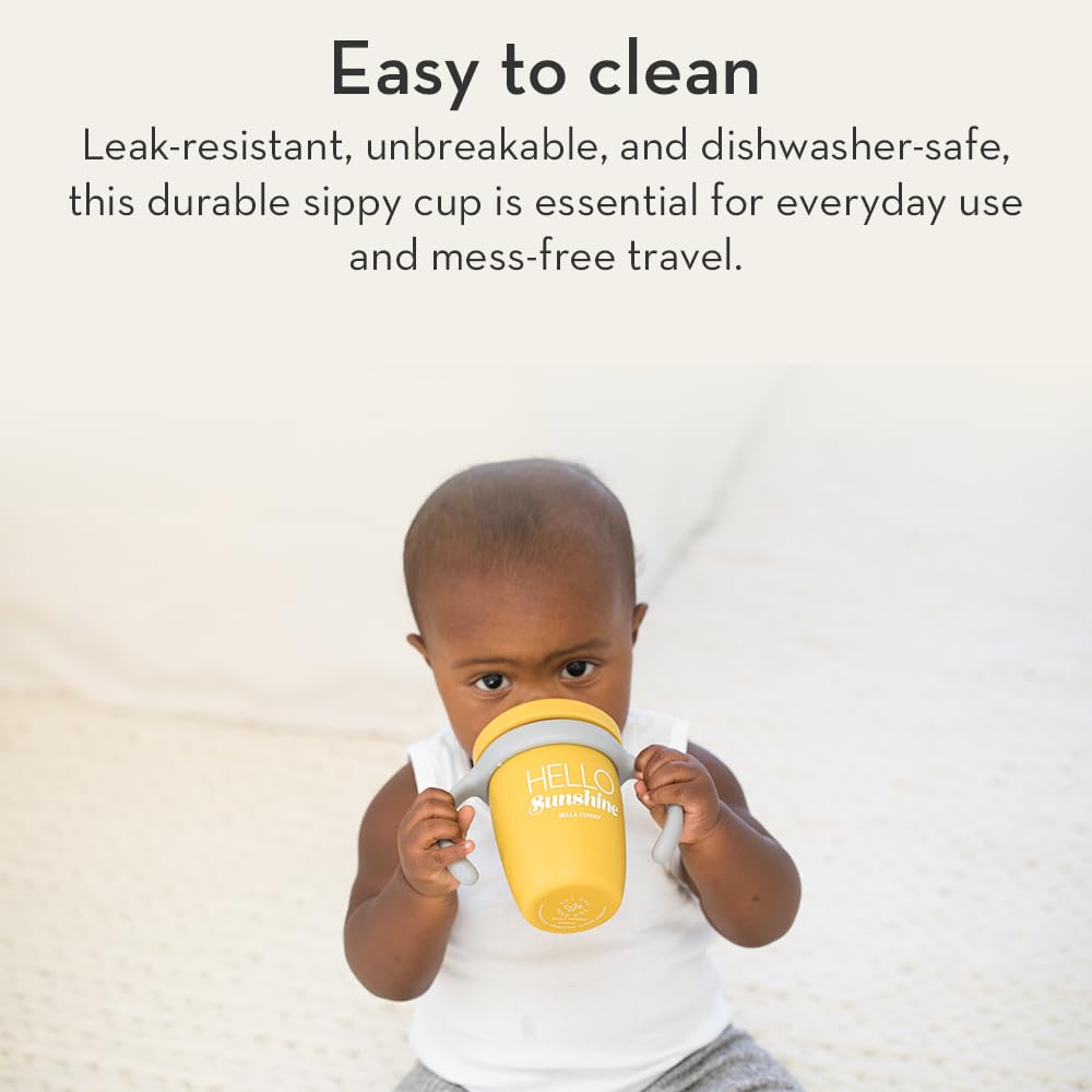 Bella Tunno Sippy Cup, Set of 2 Silicone Training Cups with Transition Handles for Infants, Toddlers & Kids, Babies 6-12 Months & Toddlers 1-3 Years, Boys & Girls, Drink & Hooray, 8 oz