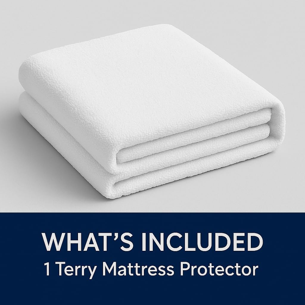Waterproof Mattress Protector – Twin – Soft & Noiseless Terry Cotton Cover – Cooling, Breathable – Deep Pocket with 360° Elastic – Machine Washable – Kids, Pets & Light Sleepers