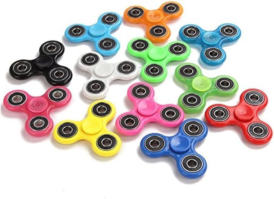 Fidget Hand Spinners 25 PC Color Bundle Bulk EDC Tri-Spinner Desk School Toy Anxiety Relief ADHD Student Relax Therapy Pack Combo Wholesale Green Red Black White Blue Yellow Glow Pink Glow Sky Blue