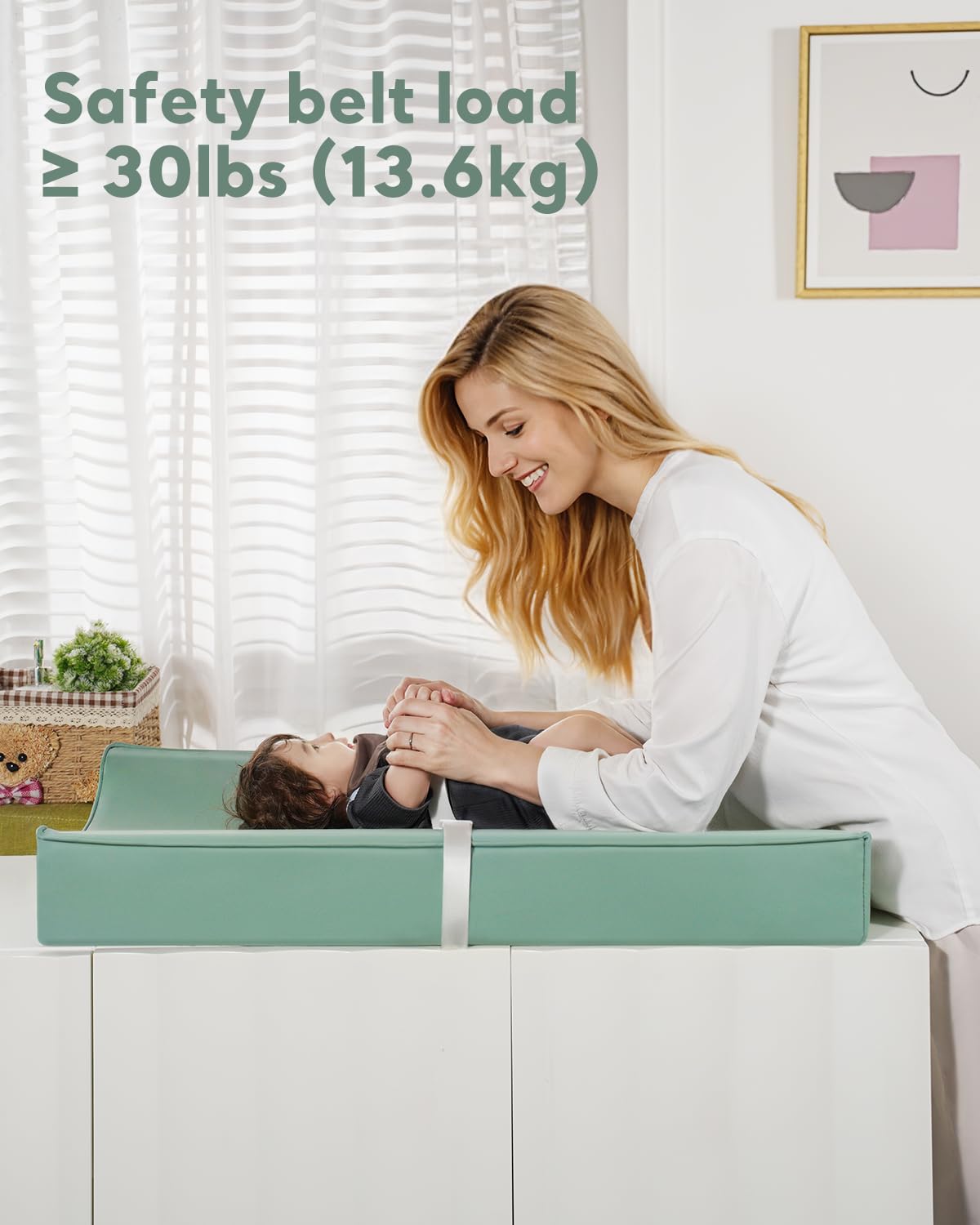 Vegan Leather Waterproof Baby Changing Pad - Wipeable, Extra Thick & Portable & Non-Slip Diaper Mat for Dresser, Crib, Travel | Soft & Safe (Green)