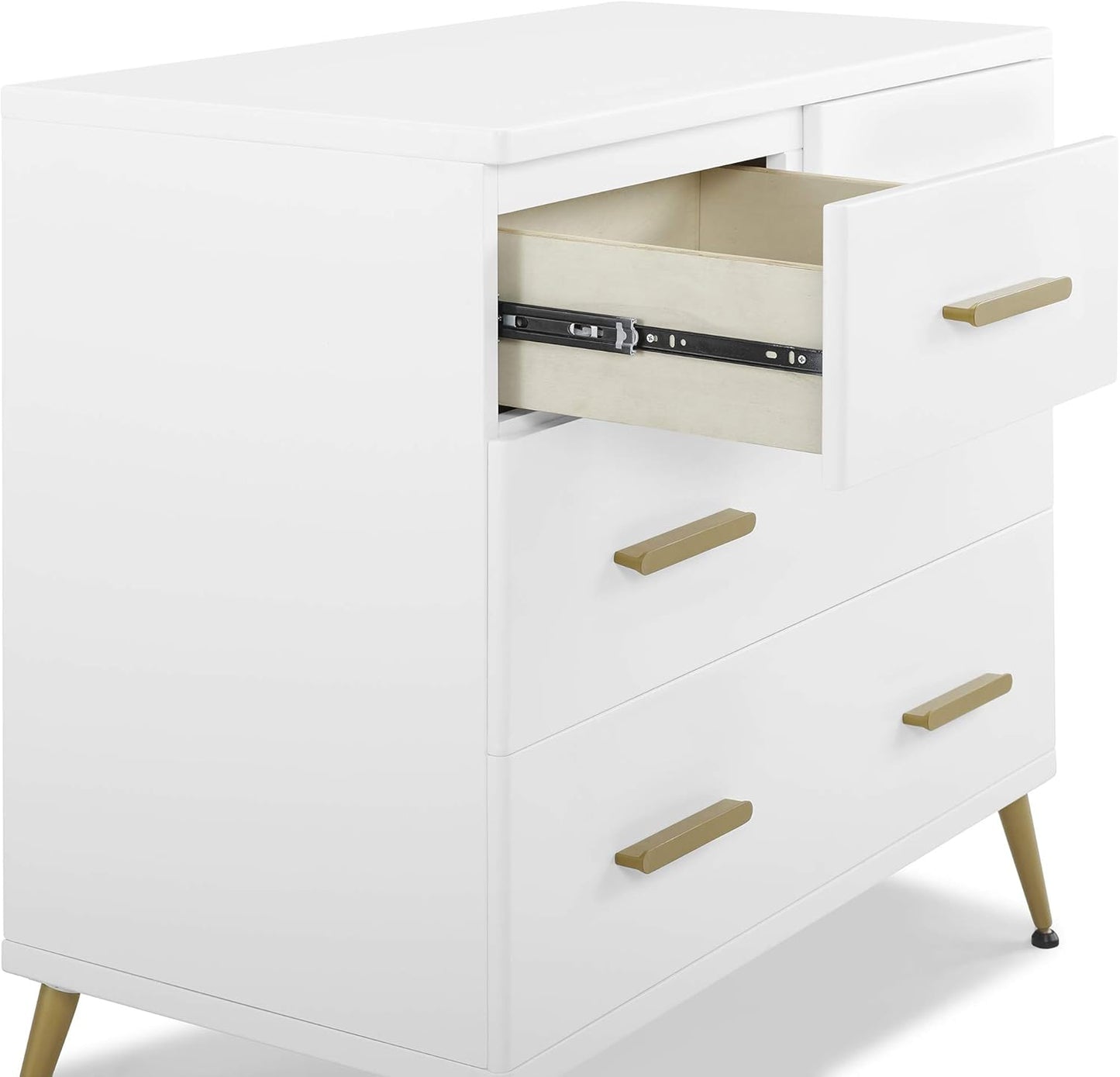 Delta Children Sloane Crib 7-Piece Baby Nursery Furniture Set–Includes: Convertible Crib, Dresser, Changing Top, Crib Mattress, Fitted Sheets, Toddler Guardrail & Changing Pad, White w/Melted Bronze