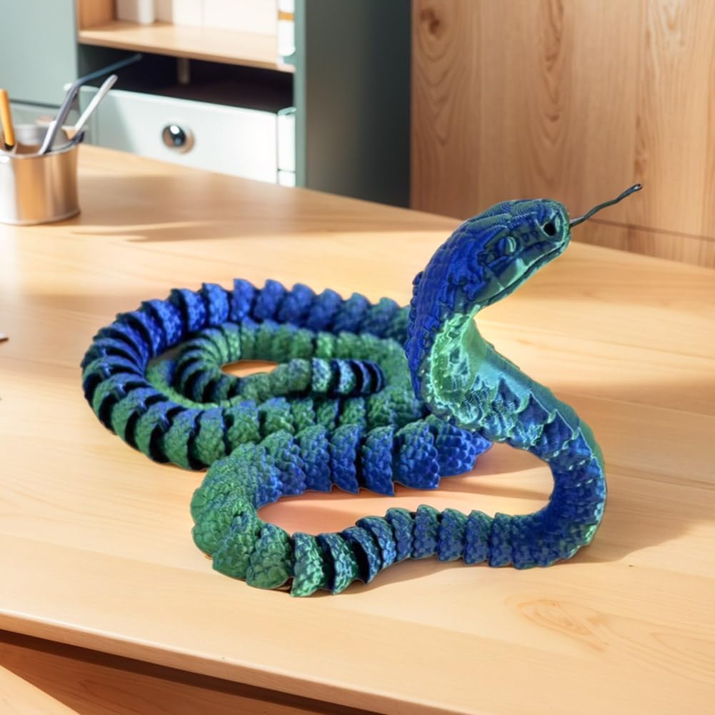 3D Printed Snake Cobra-3D Printed Animals Fidget Toy Creative 3D Printed Animals Articulated Snake Collectibles Home Office Executive Desk Decor