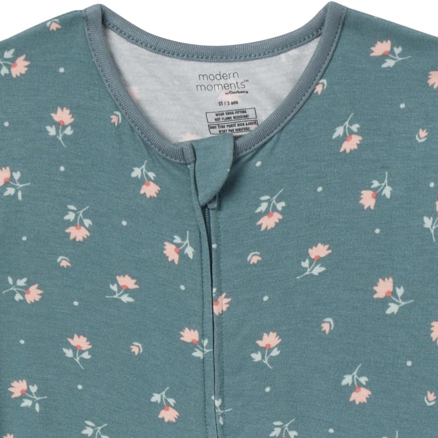 Modern Moments by Gerber Baby Girls' Viscose 2-Pack Footless Tight Fitting Pajamas