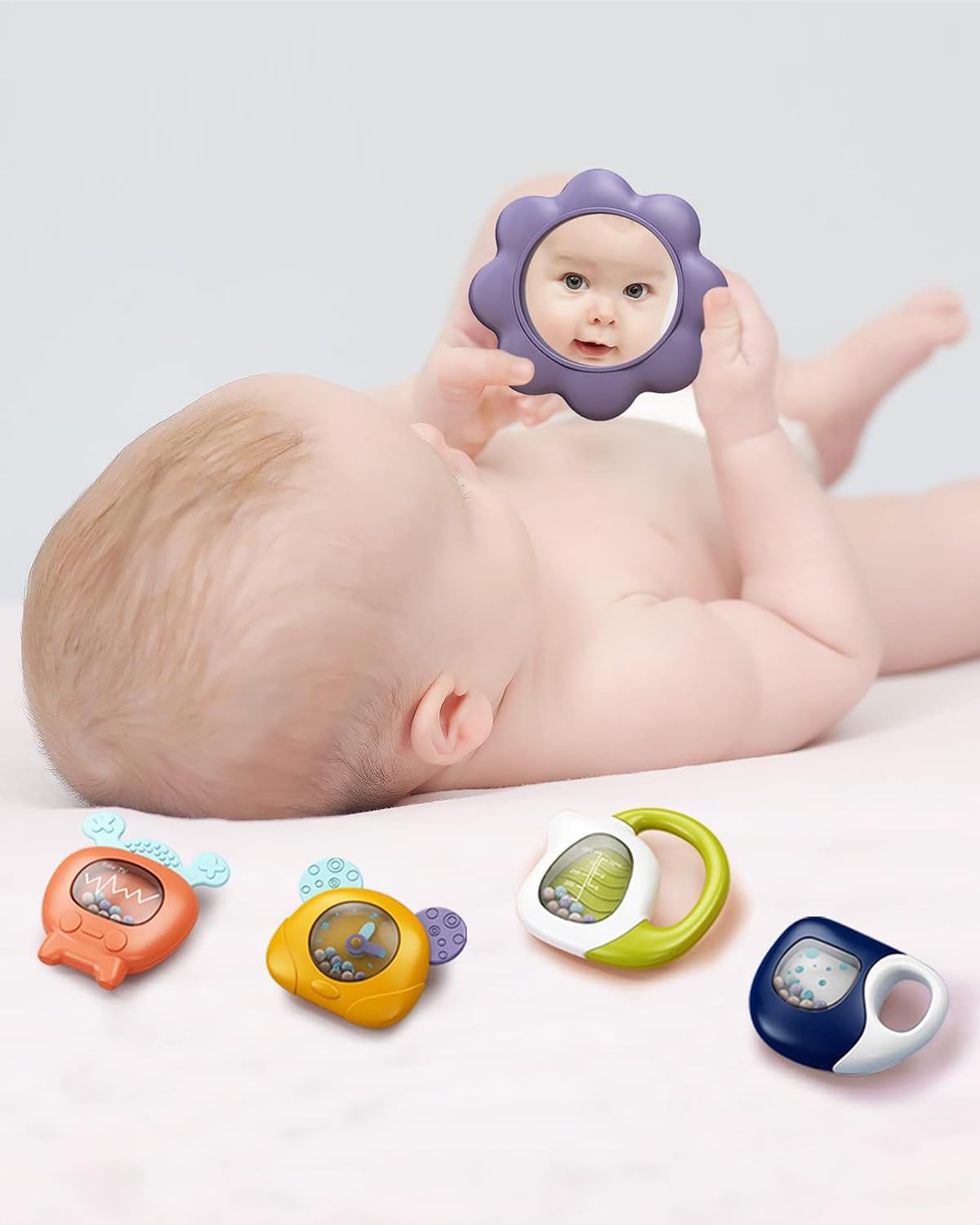 dearlomum Baby Play Mat Baby Gym,Funny Play Piano Tummy Time Baby Activity Mat with 5 Infant Sensory Baby Toys, Music and Lights Boy & Girl Gifts for Newborn Baby 0 to 3 6 9 12 Months(New Blue)