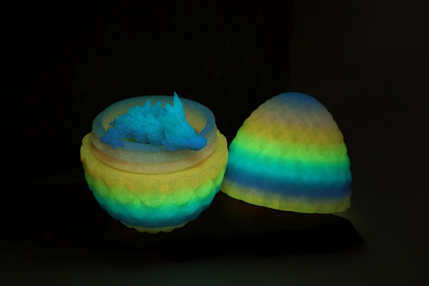 3D Printed Dragon Egg,Dragon Eggs with Dragon Inside,Crystal Dragon Fidget Toys,Full Articulated Dragon Dragon in Egg,Adults Fidget Toys for Autism ADHD (Random Rainbow Glow-in-The-Dark)