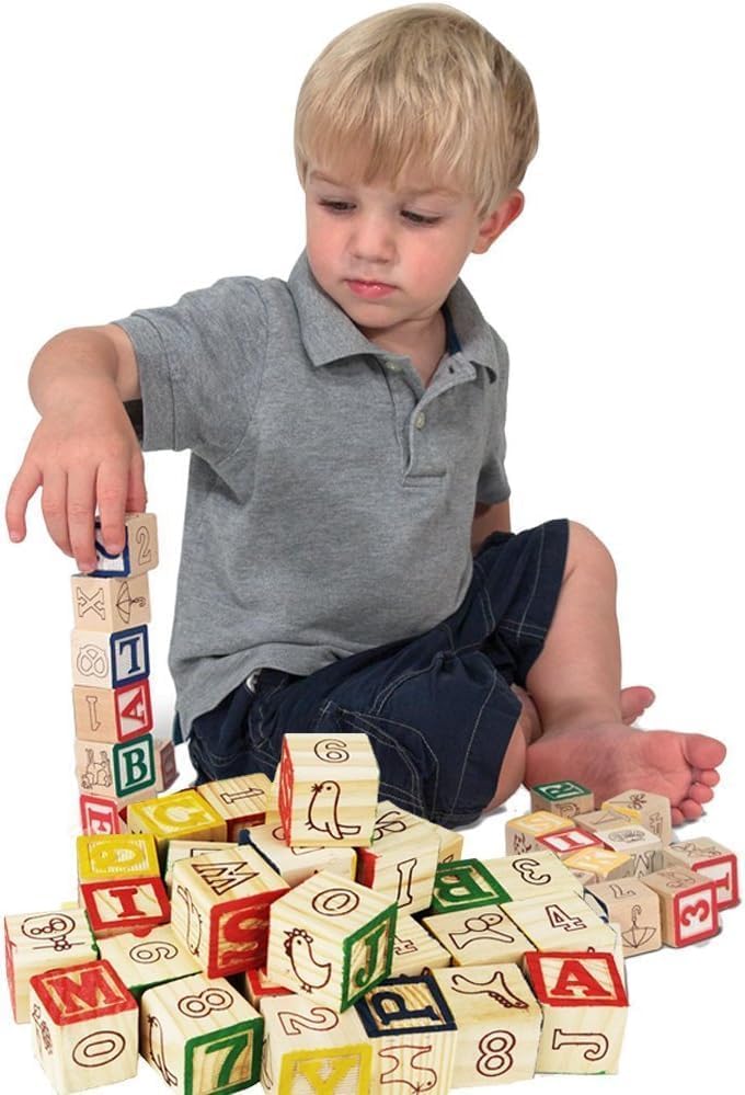 Wooden ABC Blocks with Pull Wagon, 30 Pieces, Educational Alphabet Learning Toy for Toddlers