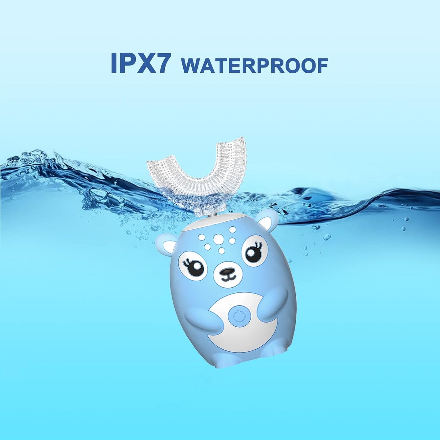 Kids Electric Toothbrushs U Shaped sonic Automatic Toothbrush with 4 Brush Heads, Six Cleaning Modes,Cartoon deer Modeling , full mouth toothbrush for baby