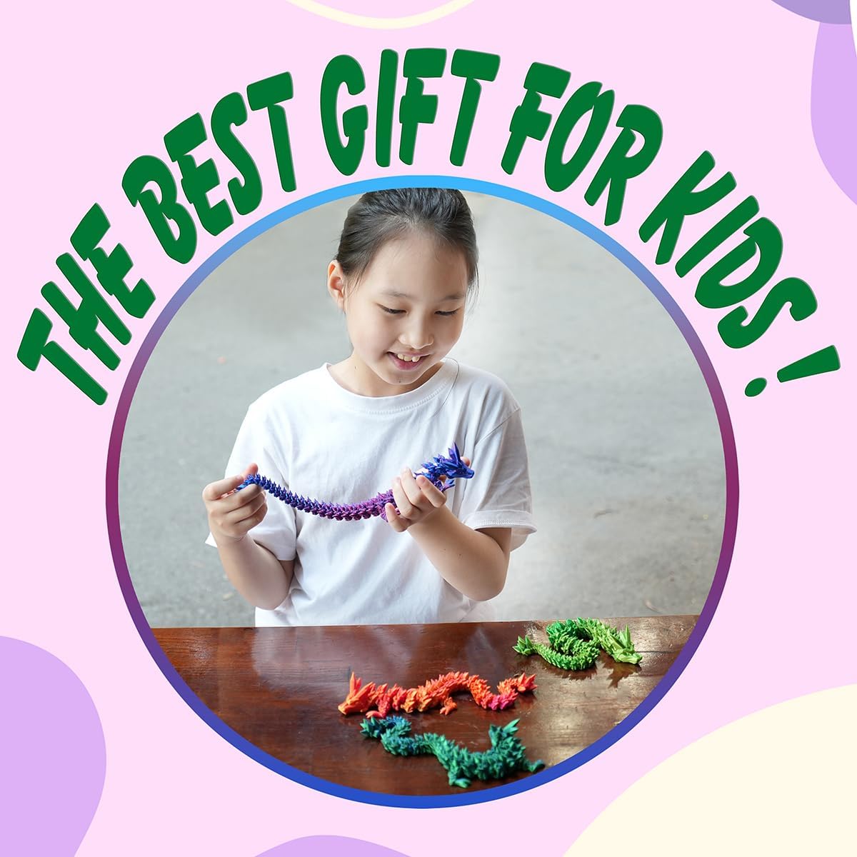 12" 3D Printed Dragon, Articulated Dragon, Crystal Dragon, Dragon Fidget Toy, Home Office Decor Executive Desk Toy (Red)