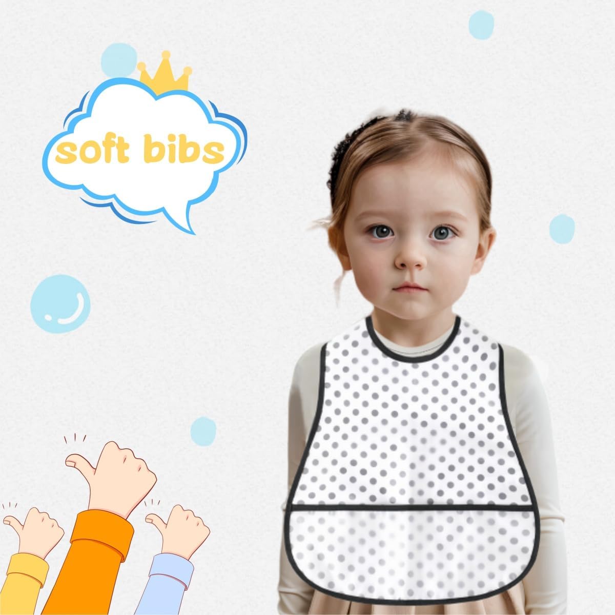 Baby bibs Waterproof Toddler bib - Feeding bib with Pocket for Infant Boy Girl Washable 6-36M