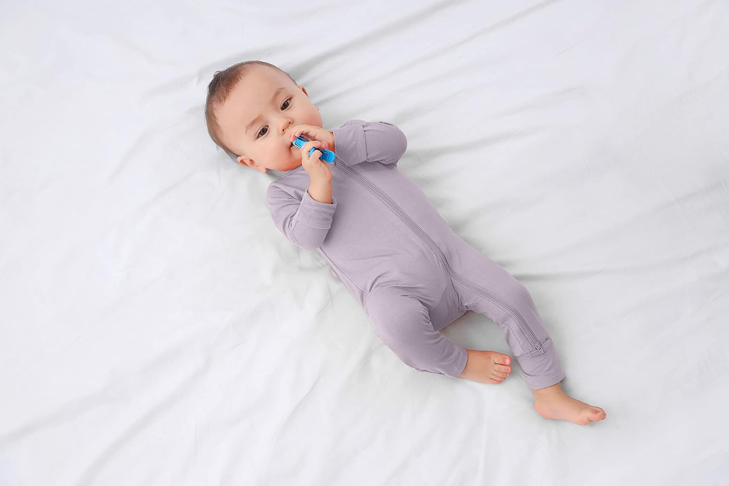 GUISBY Baby Pajamas with Mitten Cuffs - 3Pcs Girls Boys 2 Way Zipper Long Sleeve Rayon Sleepers