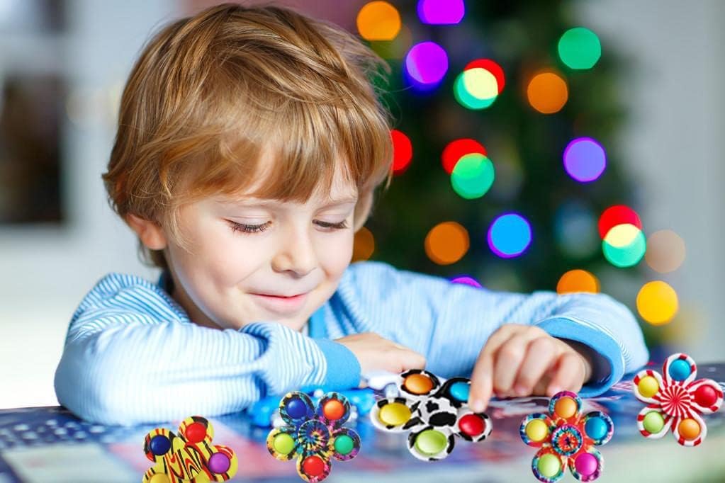 8 Pcs Pop Bubble Fidget Spinners for Party Favors, Hand Fidget Bulk Toys for Classroom Prizes, Christmas Valentine Gifts Goodie Bag Stocking Easter Basket Stuffers for Kids