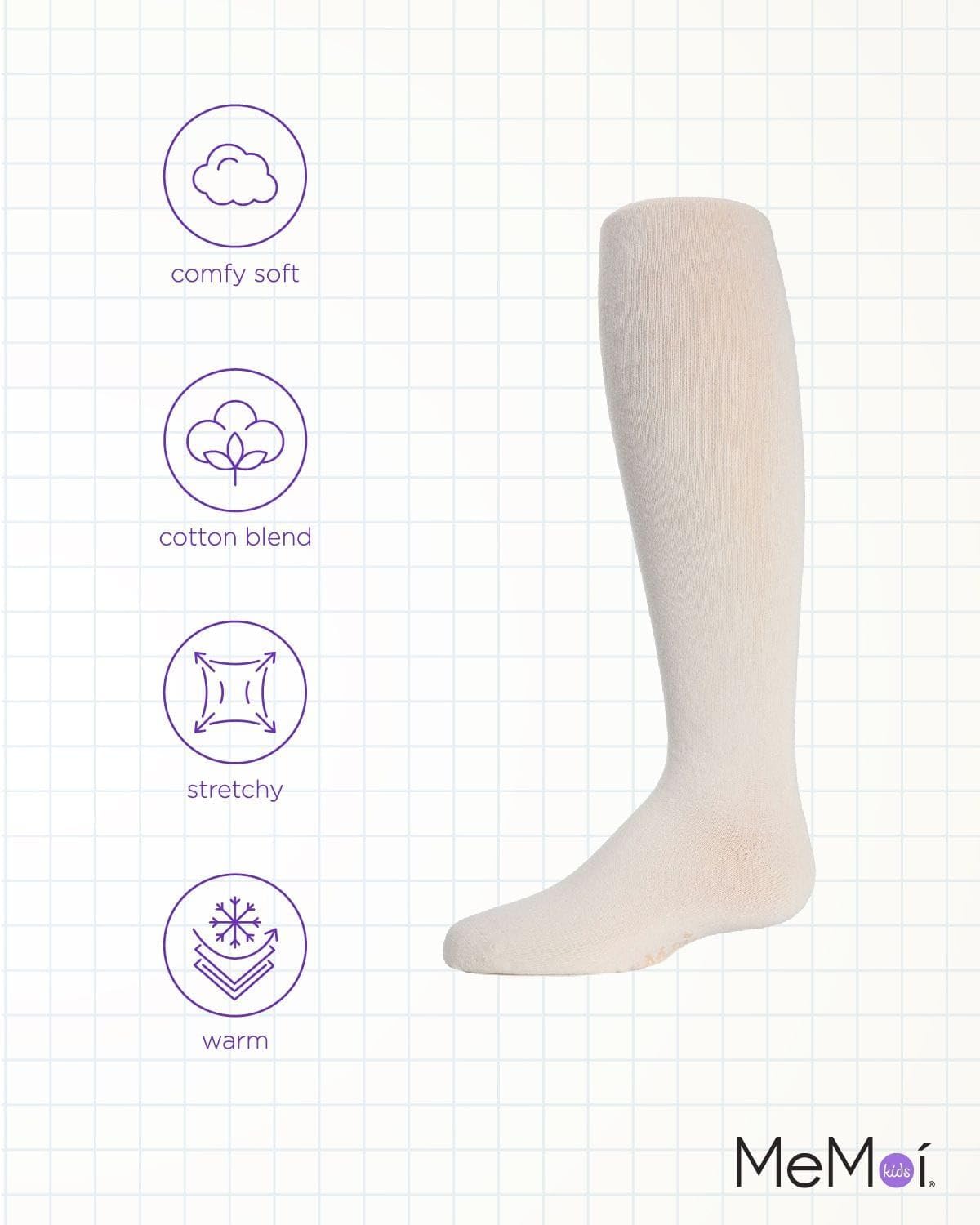 MeMoi Soft Pima Cotton Tights for Girls, Soft and Lightweight Opaque Tights for girls - Sizes 8 to 16