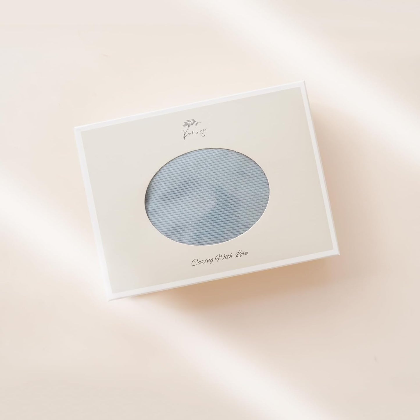 Konssy Knit Baby Blanket 2 Pack, Soft Ribbed Swaddle Receiving Blankets for Boys & Girls, Lightweight Cozy Swaddling Wrap for Newborns, Infants, & Toddlers, 33x42 Inch (Blue, Beige)