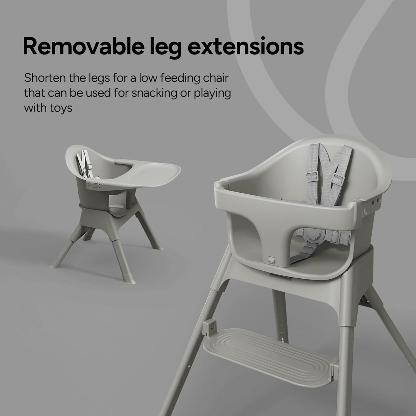 Mompush Olli 7-in-1 Convertible High Chair for Babies and Toddlers – Adjustable Height & Footrest, Dishwasher-Safe Tray, Compact Foldable Design for Easy Storage & Travel, Lightweight Yet Durable