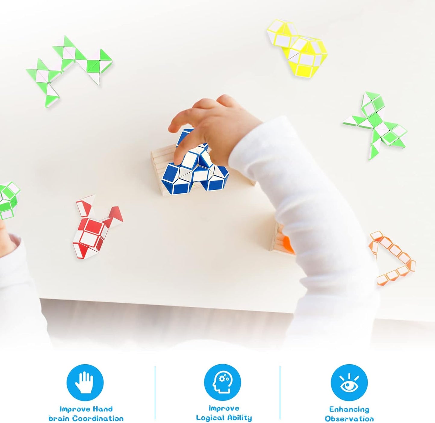 Ganowo 24 Pack Fidget Snake Cube, Mini Twist Puzzle Party Bag Fillers Bulk Toys for Kids Teens Birthday Stocking Stuffers Party Favors Supplies Goodie Bags Fillers (Yellow)