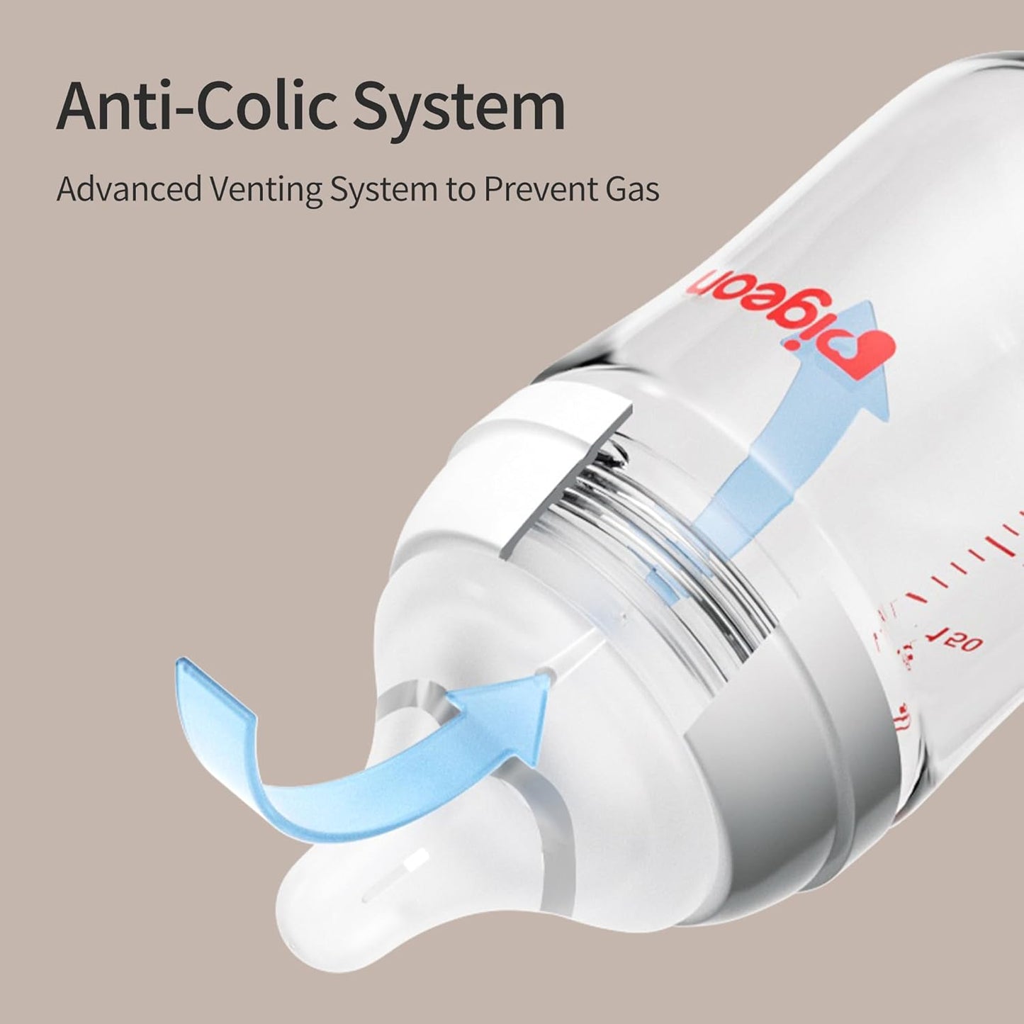 Pigeon Glass Nursing Bottle Wide Neck, Anti-Colic, Streamlined Body, Natural Feel, Easy to Clean, Heat-Resistant, 8.1 Oz(Pack of 2), Includes 2pcs M Nipples (3m+)