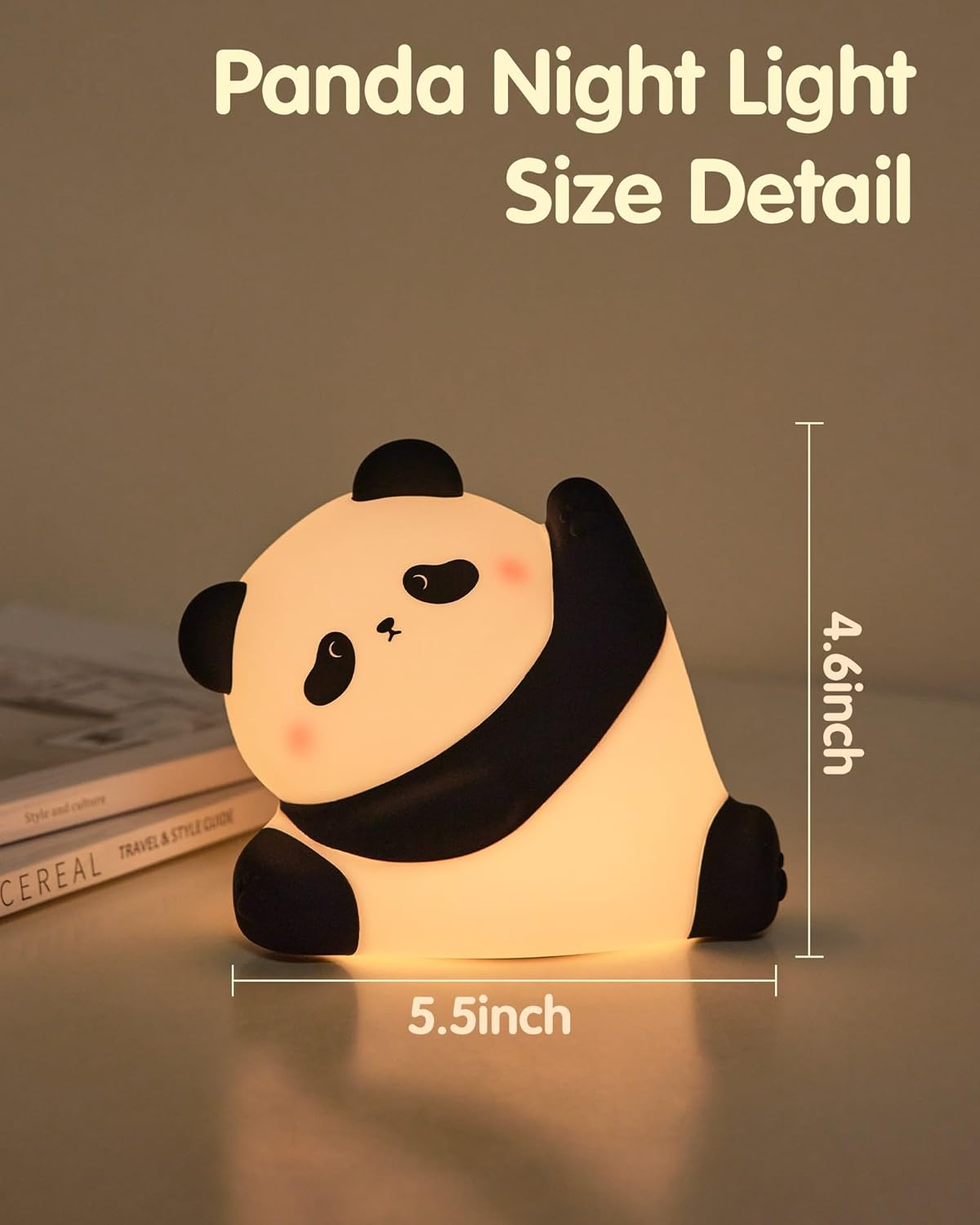 Panda Night Light, Rechargeable 3 Level Dimmable LED Squishy Nursery Nightlight, Food Grade Silicone Animal Night Lamps Cute Bedside Touch Lamp for Breastfeeding Toddler Baby Kids Gifts Decor