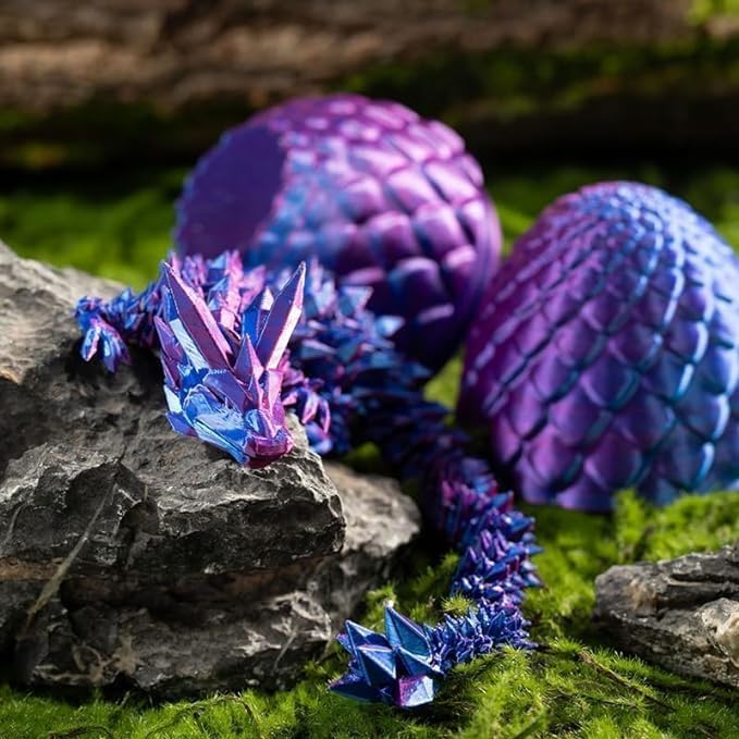 Easter Egg Dragon Egg 12Inch Dragon Toy 3D Printed Dragon Fidget Toys, 3D Printed Dragon Egg with Articulated Dragon Inside Fidget Toys for Autism/ADHD, Easter Gifts(LaserGreen)