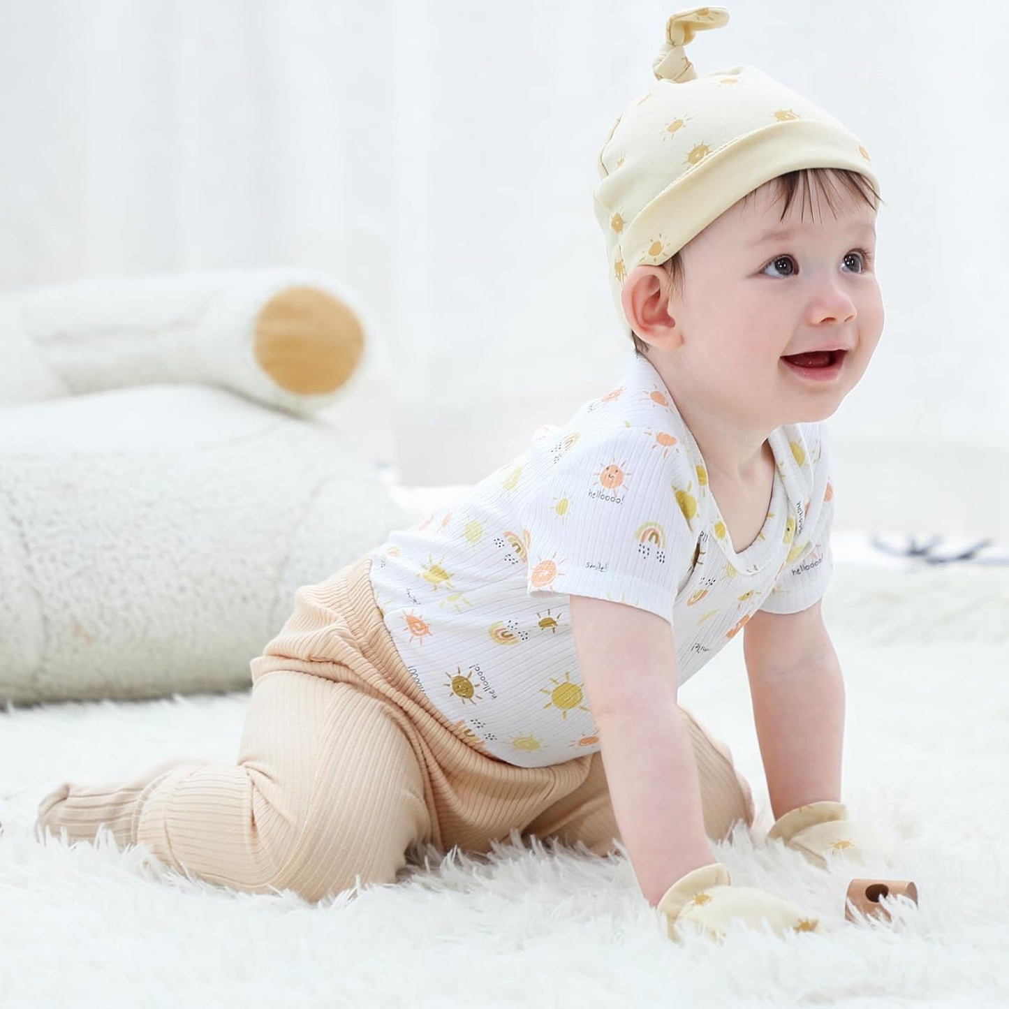 Baby Bodysuit and Pant Set 6-pcs Ribbed Soft Infant Boy Girl Clothes Outfits