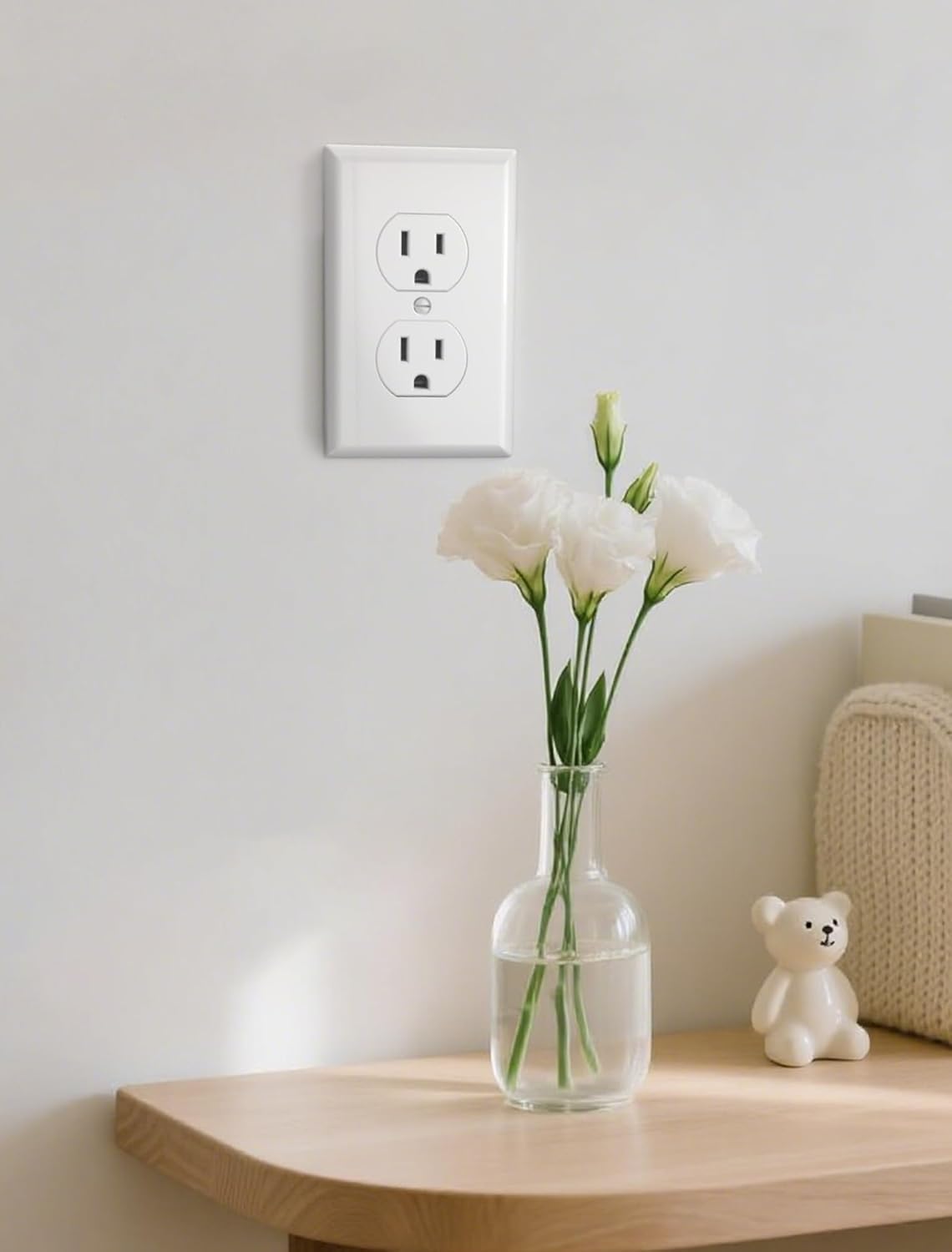 10-Pack Unbreakable 1-Gang Standard Size Duplex Receptacle Wall Plates – Durable Polycarbonate Thermoplastic Electrical Outlet Covers in White