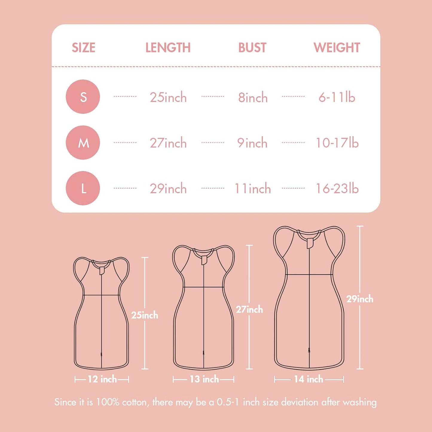 Baby Transitional Swaddle Sleep Sack - Arms Up Swaddles for Baby Girl, 3-6 Months Newborn Swaddle Sleep Sack with Cuff Removable & 2-Way Zipper Design, Pink Cloud Transition Sacks