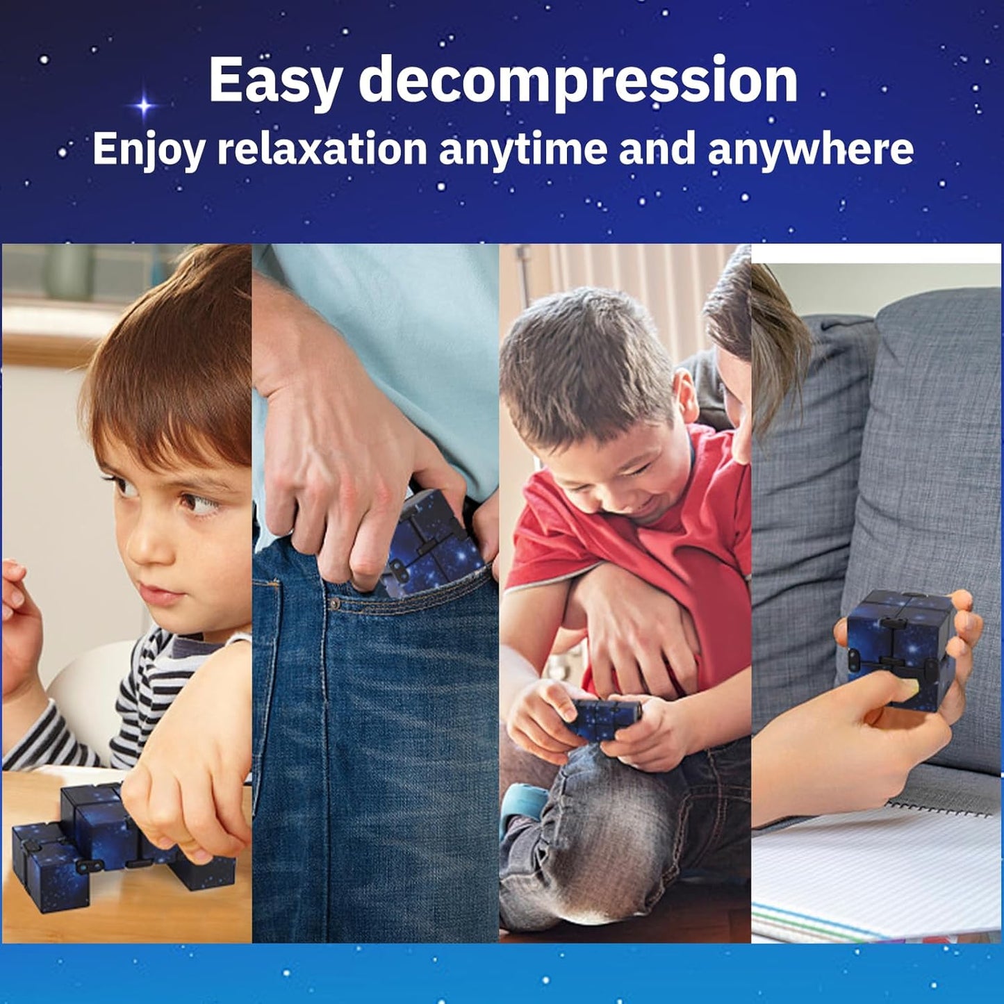 Fidget Infinity Cool Cube Toys: Fidget Toy Hand Held Magic Cubes Cool Stuff Gadgets Things Unique Birthday Gifts Boys Girls Kids Adults Anxiety Stress Relief Sensory Christmas Stocking Stuff Gift Toys