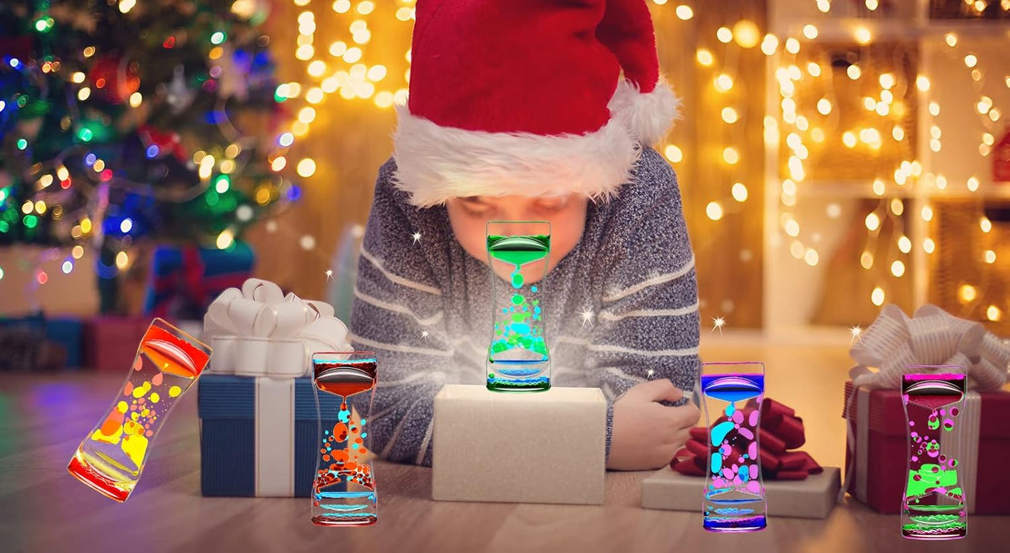 Blue Pink Liquid Motion Bubbler Timer Set of 1 for Kids Adults, Fidget Timers for Sensory Toys, Oil Water Office Desk Toys for Autism Toys, Relaxing Activity, Christmas Stocking Filler Gift