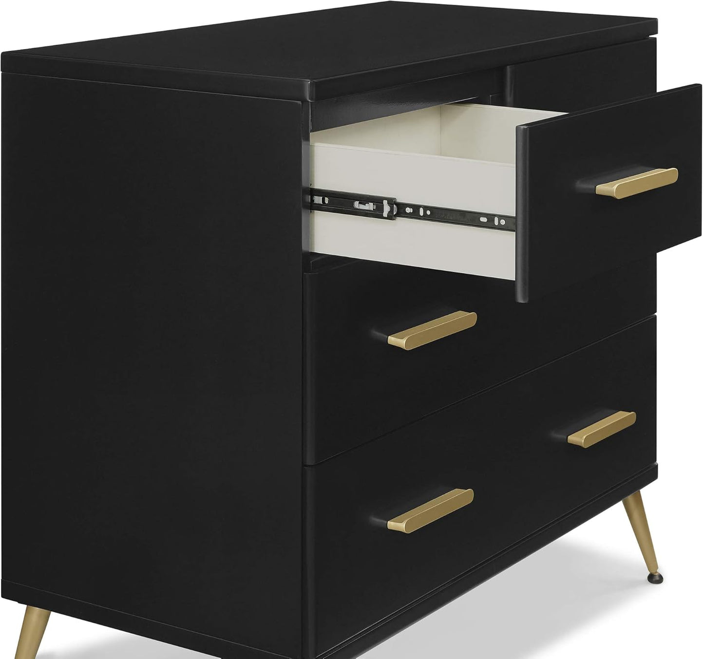 Delta Children Sloane Crib 7-Piece Baby Nursery Furniture Set–Includes: Convertible Crib, Dresser, Changing Top, Crib Mattress, Fitted Sheets, Toddler Guardrail & Changing Pad, Black w/Melted Bronze