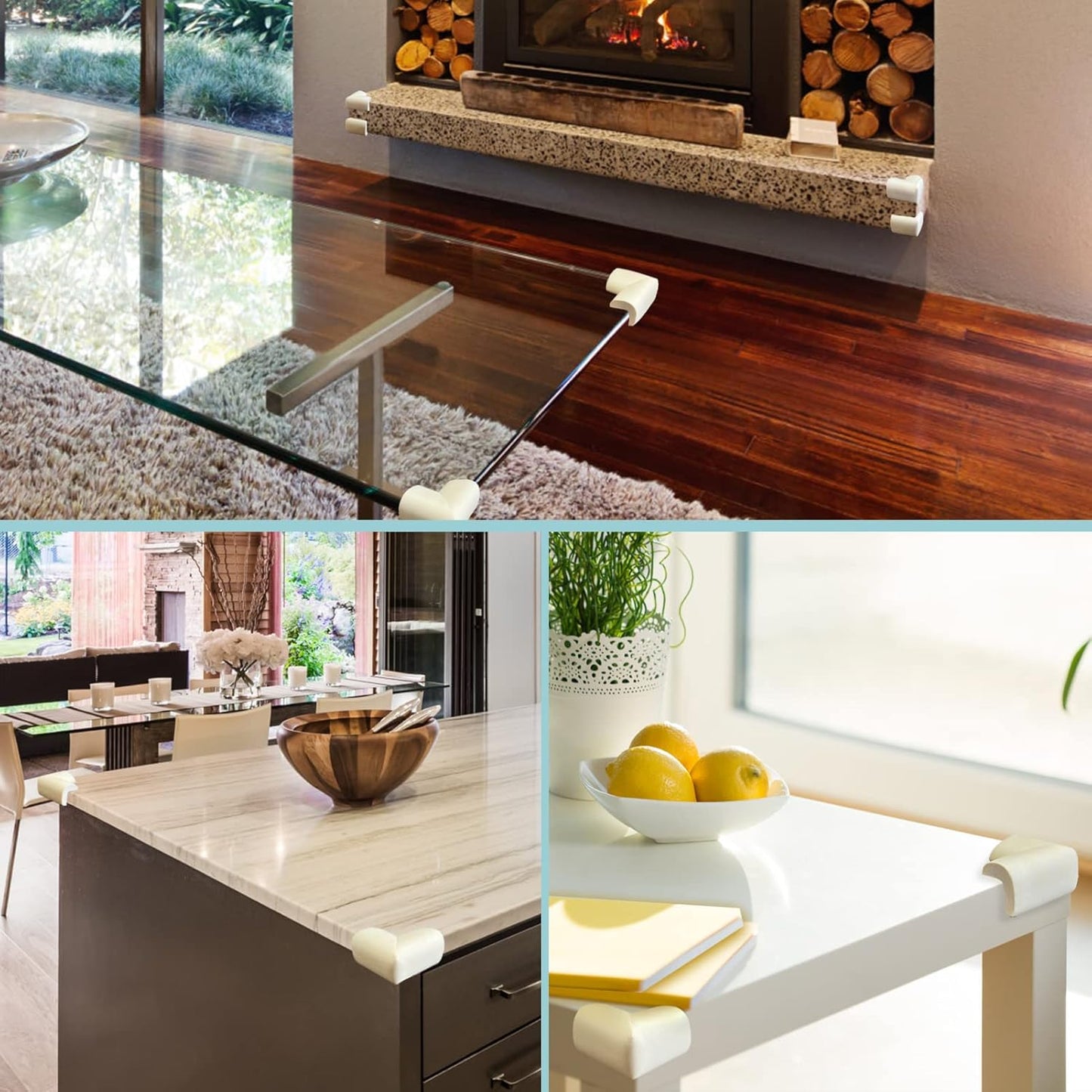 12 Pack Corner Protector Baby Proofing Edge and Corner Guards, Soft Safety Pre-Taped Rubber Foam Furniture Bumpers for Fireplace, Table, Stair, Cabinet (Off White)