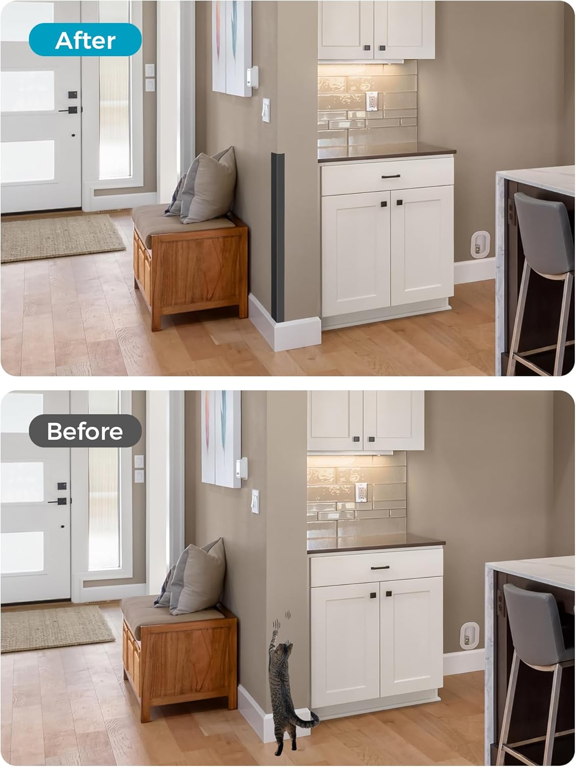 MONOID Wall Corner Protector, 2 PCS Furniture Edge Protection, PC Anti-Bump Guards Avoid Scratching Corner Trim for Door Frame, Table, Countertop, Stair, Self-Adhesive, Black, 1.97IN×47.24IN/5CM×120CM