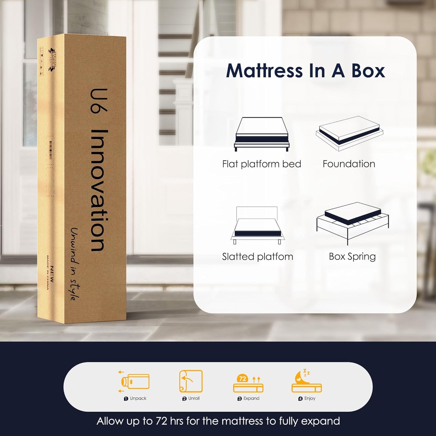 10 Inch Gel-Infused Memory Foam Mattress Full Size,Medium Soft with Removable Washable Cover Cooling Gel Bed in a Box,CertiPUR-US Certified,54"X75"X10" Navy Blue