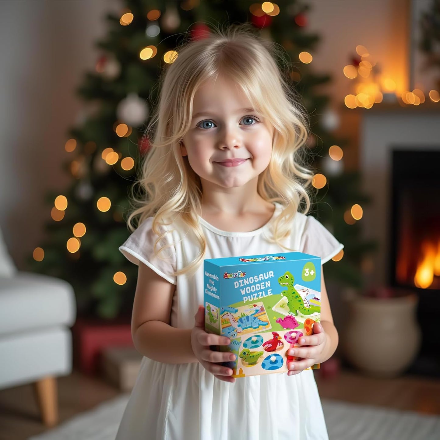 Toddler Dinosaur Puzzle with Eggs - Montessori Wooden Puzzles for 1-4 Year Olds