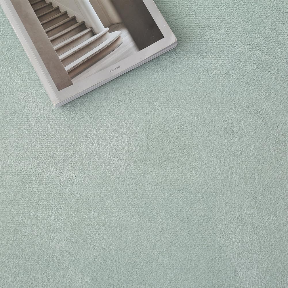 Loartee Coral Velvet Crawling Rug (6'7"x7'10", Light Green) for Toddler Children Play Area Rug Yoga Mat Exercise Pad Carpet