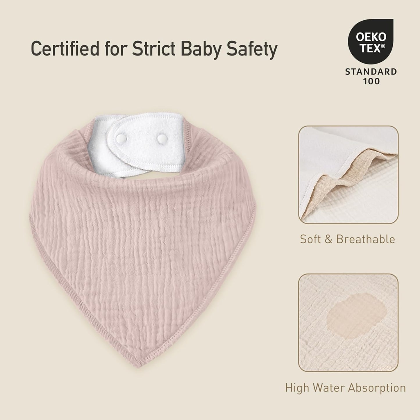 Muslin Baby Bibs 8 Pack, Baby Bandana Drool Bib for Drooling and Teething, Cotton Soft Absorbent for Girls Boys