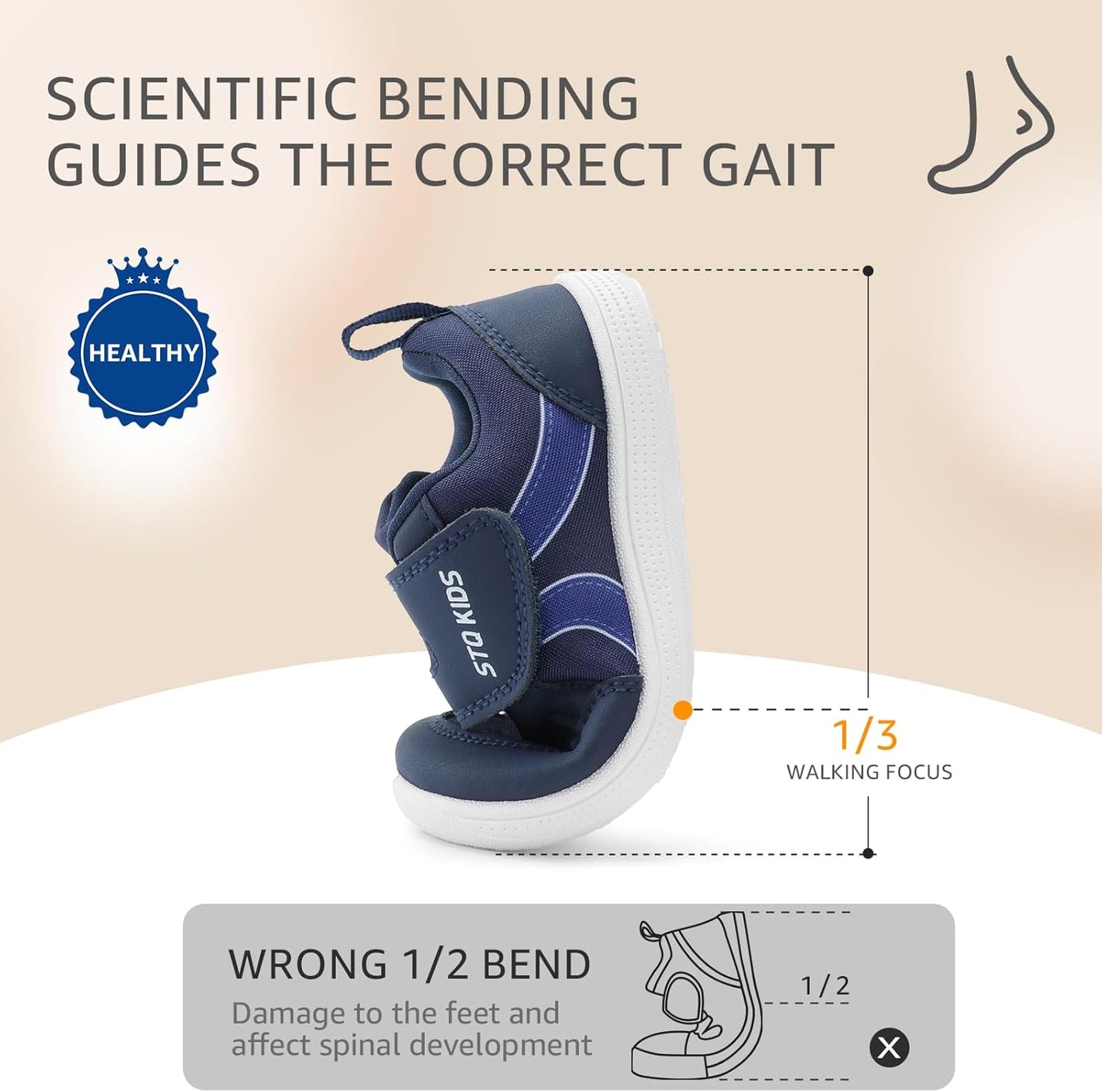 Toddler Wide Toe Box Barefoot Shoes Boys Girls Sneakers Kids Tennis Shoes Preschool Non Slip Lightweight Comfortable First Walking Shoes Running Outdoor Activities