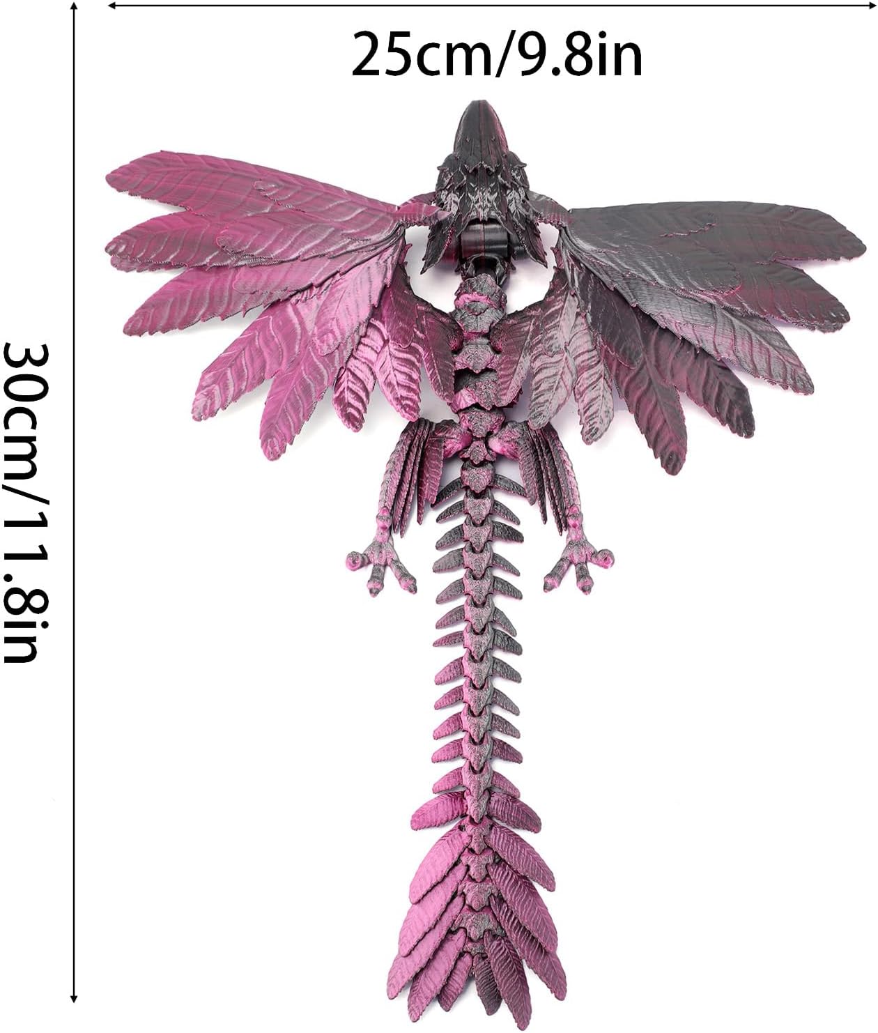 3D Printed Feathered Wyvern Dragon, 3D Printed Dragon with Wings,Adjustable Wings and Simulated Glasses Articulated Dragon Crab Toy, Desktop Pet Toy, Home Office Decor (Purple-2)