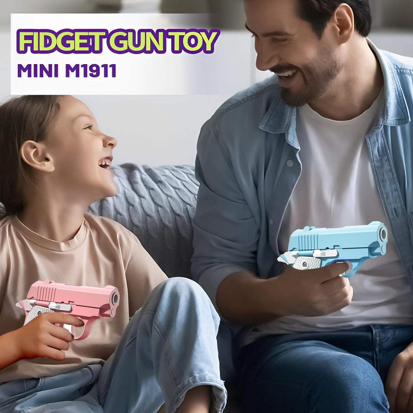 Fidget Toys for Adults, 3D Printed Small Pistol Toys, Stress Relief Pistol Toys Suitable for Relieving ADHD, Anxiety, Suitable Toys for Friends Adults and Kids Best Gift