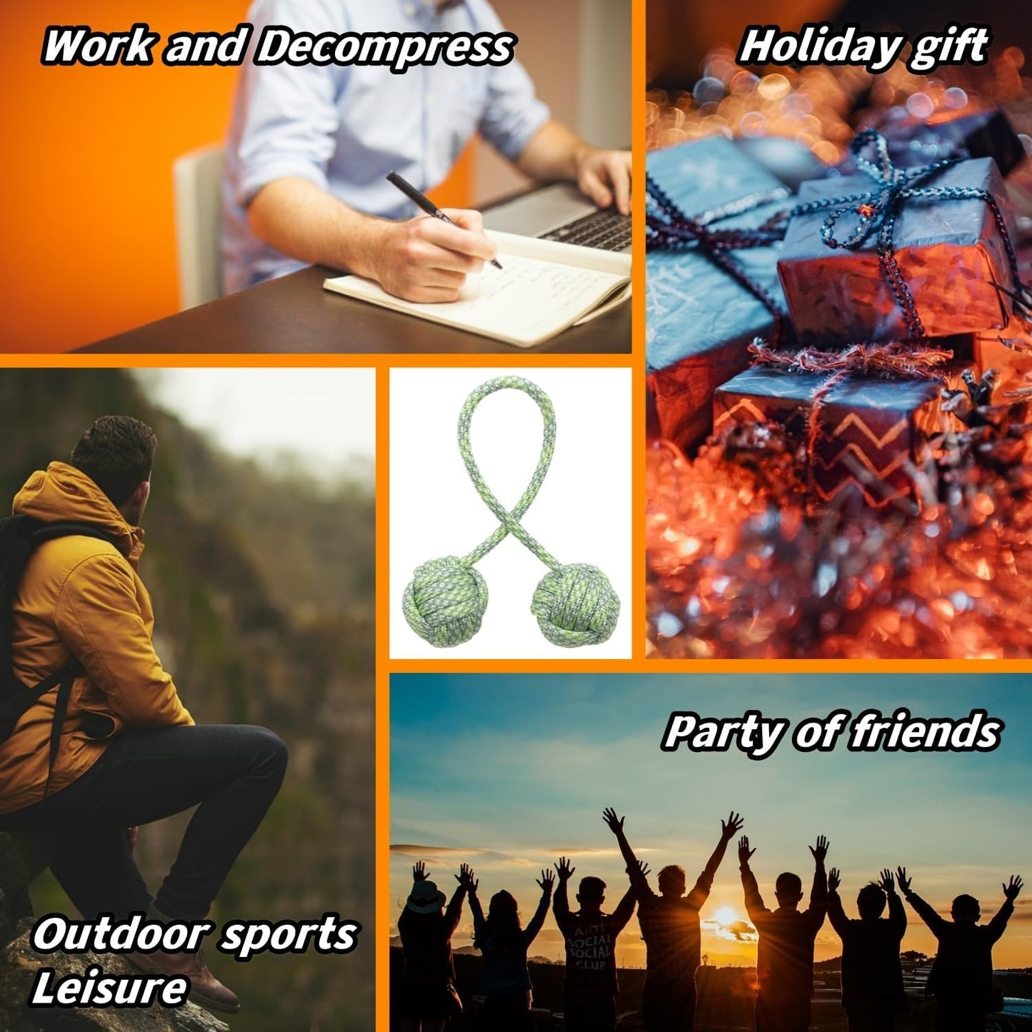 Fidget Beads Skill Toys, Fidget Toys, Parachute Cord and Steel Beads Handmade Fidget Beads, Beginners Worry Beads, Portable EDC Leisure Toys (Green)