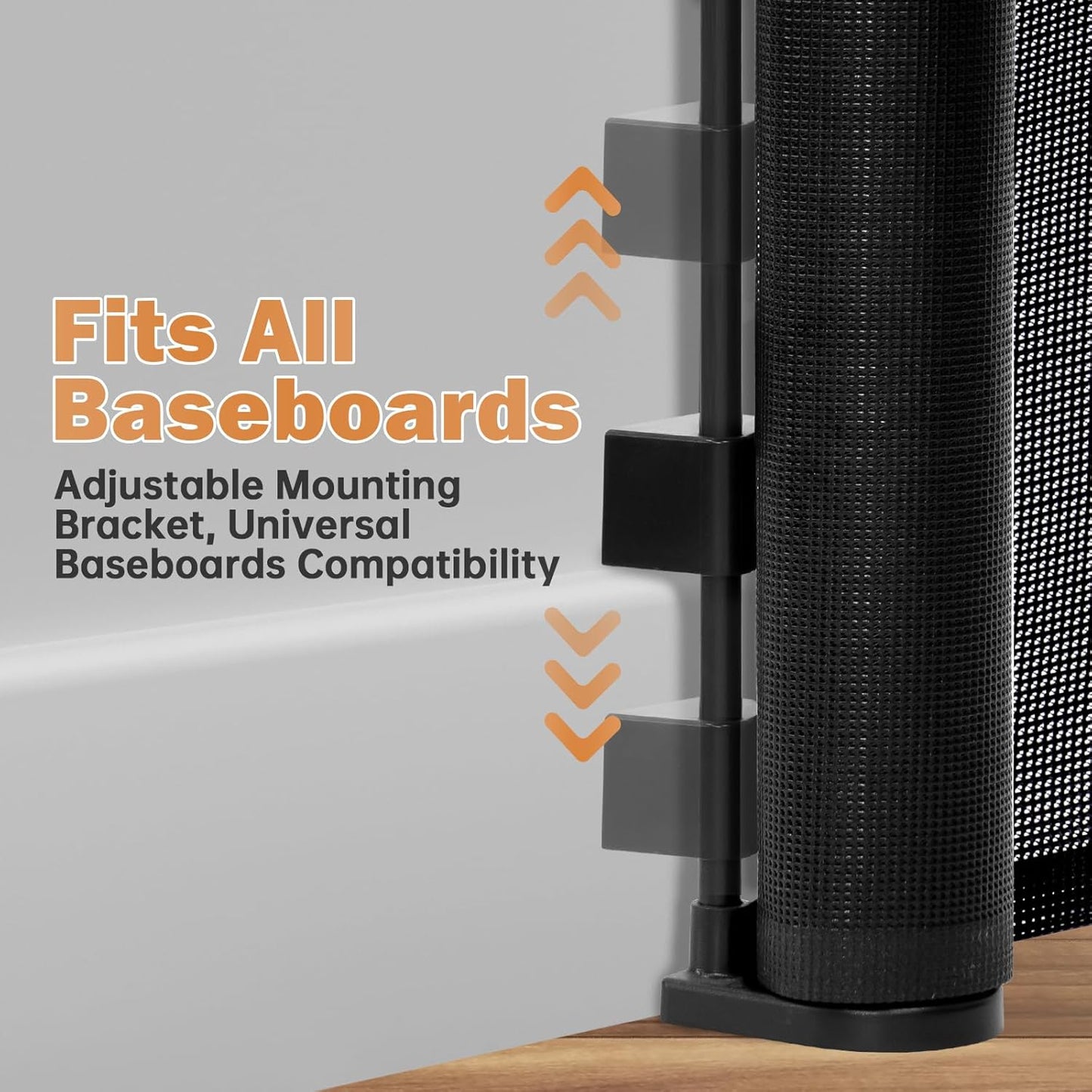 42" Extra Tall Retractable Baby Gates Dog Gate for Stairs, 55" Wide Mesh Baby Gate Pet Gate with Support Rods for The House, Child Safety Gates for Doorways, Hallways, Deck, Porch, Indoor, Outdoor