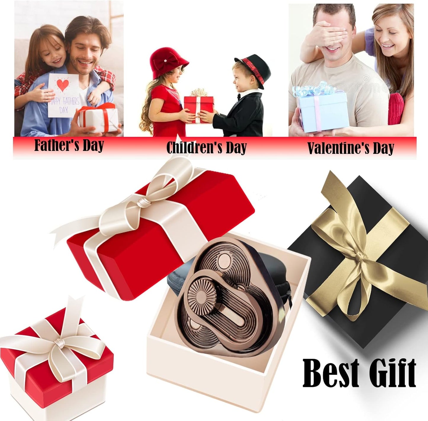 Metal Fidget Slider,Triangle Rotation Metal Fidget Toys, Clover Shape EDC Adult Toys ,Fidget Toys Adults for Stress and Anxiety Relief,ADHD Fidget Toys Adults Suitable for Office (Bronze)