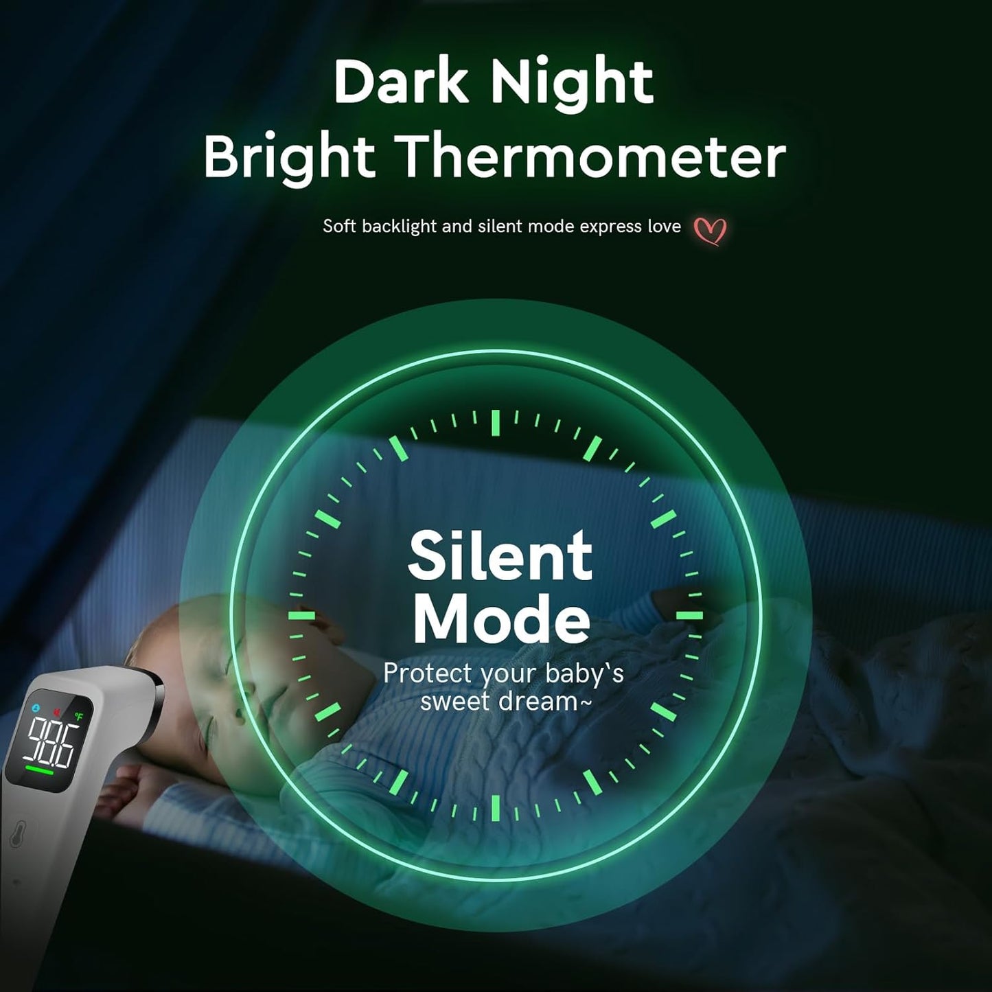 Touchless Thermometer for Adults and Kids, Fast Accurate Thermometer with Fever Alarm, 1S Reading & Silent Mode (LED-White)