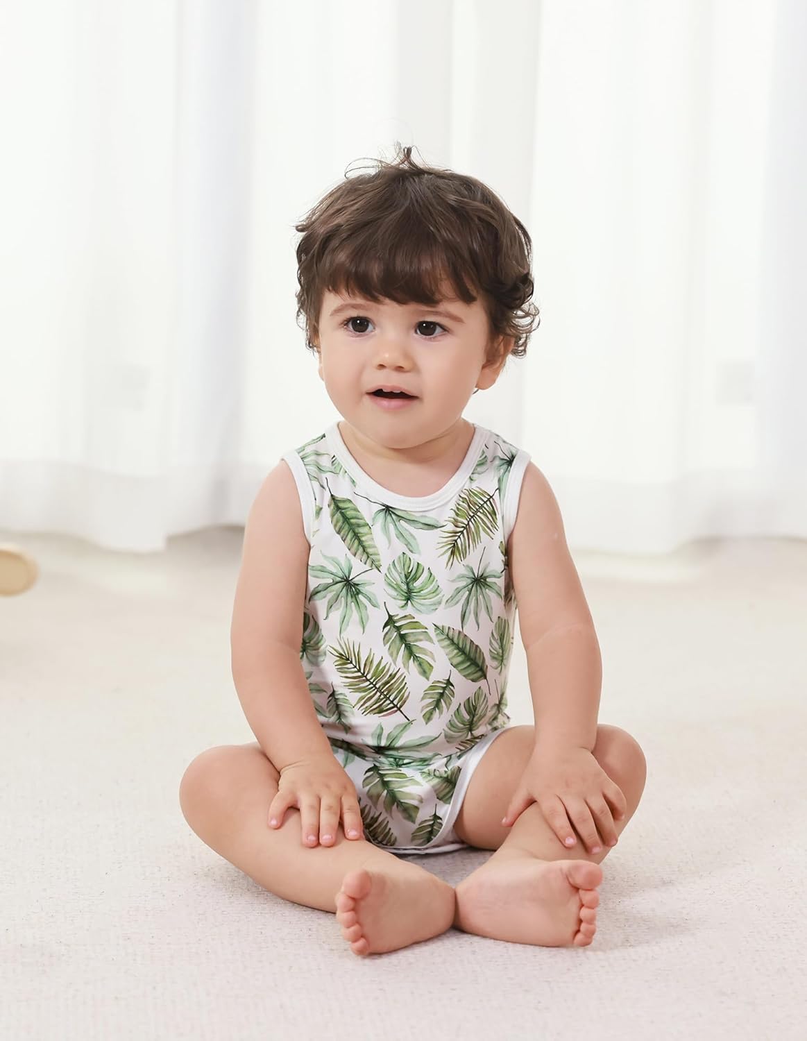 Baby Boy Girl Pajamas Toddler Infant Unisex Sleeveless Sleep Bodysuit Sleepwear Newborn Snap Snug Fit 3-Pack