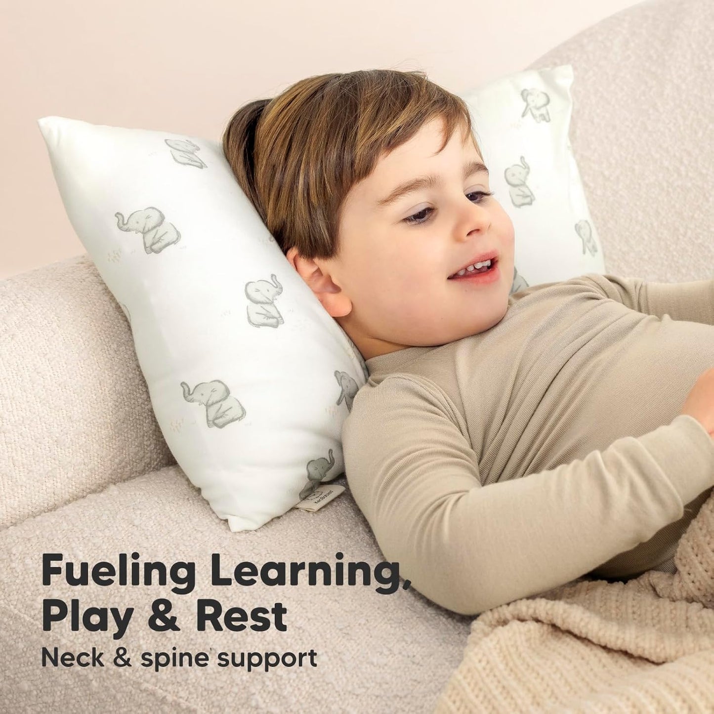 Toddler Pillow with Pillowcase - 13x18 My Little Cuddly Pillow, Viscose Derived From Bamboo Nursery Toddler Pillows for Sleeping,Kids Pillow,Small Travel Pillows,Mini Toddler Bed Pillow (Elly)