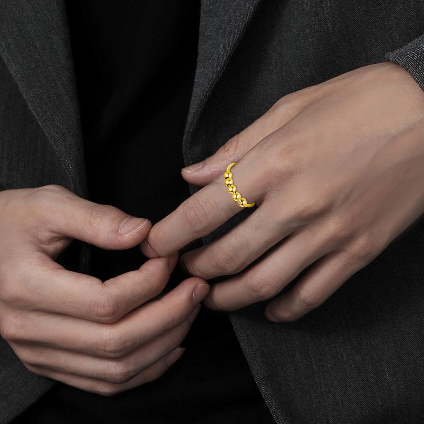 INFUSEU Funny Spinner Fidget Rings for Women Girls Anti Anxiety Stress Worry, Adjustable Size